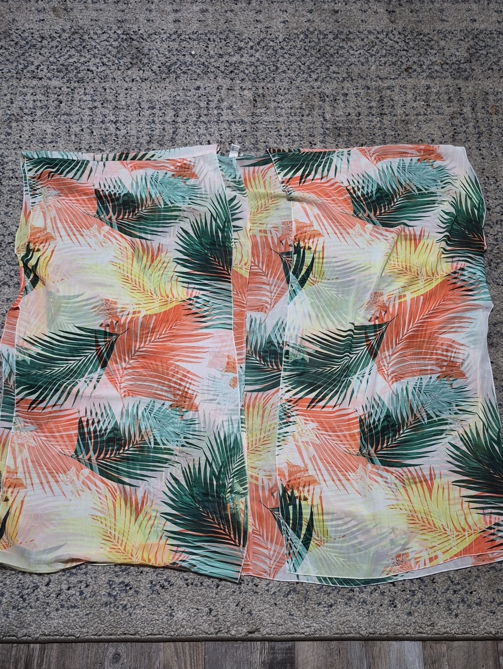 Forever 21 Tropical Palm Print Swim Coverup in Coral, Green, Yellow